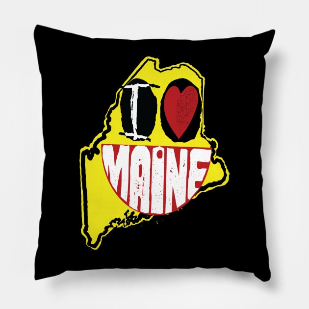 I Love Maine Smiling Happy Face Pillow by pelagio