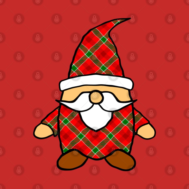 Cute Cartoon Gnome Red Green Plaid Pattern by Braznyc