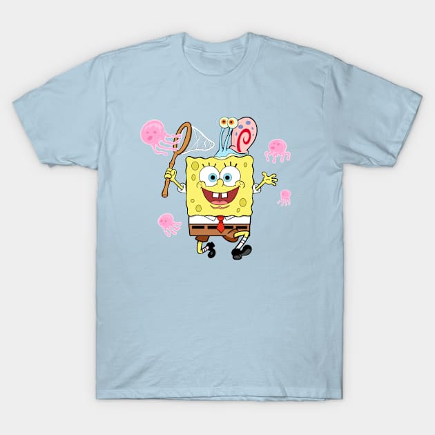 SpongeBob catching jellyfish - Spongebob Squarepants - T-Shirt