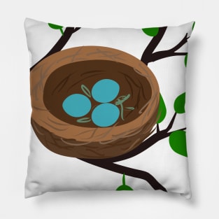 Birds eggs in the nest Pillow