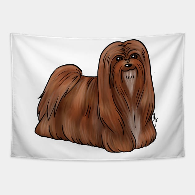 Dog - Lhasa Apso - Red Tapestry by Jen's Dogs Custom Gifts and Designs