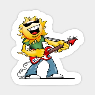 Guitar Jammin' Sun Cartoon Magnet