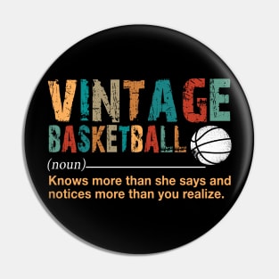 Vintage Basketball Definition Noun Costume Gift Pin