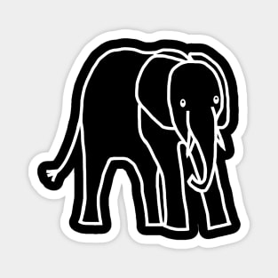 Minimal White Line Little Elephant Magnet