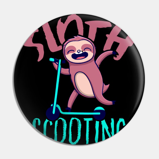 Funny E-Scooter, Cute Kawaii Sloth Driving Scooter Pin by maxdax