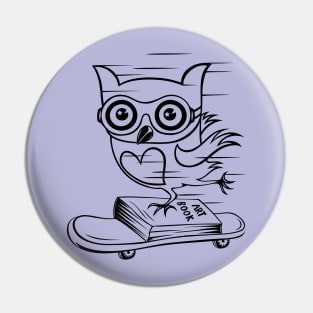 Owl With Skateboard Pin