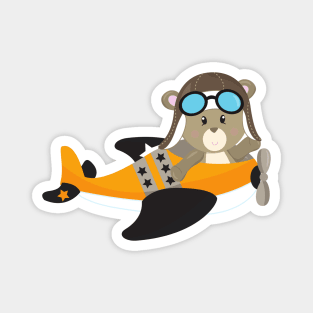 Aviator Bear, Pilot Bear, Cute Bear, Airplane Magnet