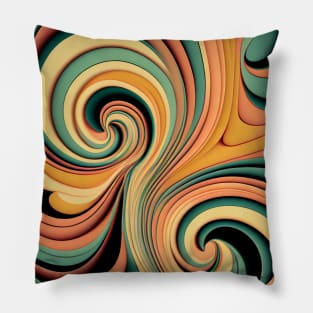 Liquid Swirl Contemporary Abstract Pattern in Orange, Yellow, Black, Navy, Blue, Green, Brown, Cream, Gold, Red Pillow