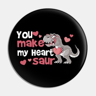 You Make My Heart Saur - Cute Valentines Day Dinosaur with sunglasses and heart - Dino Pin