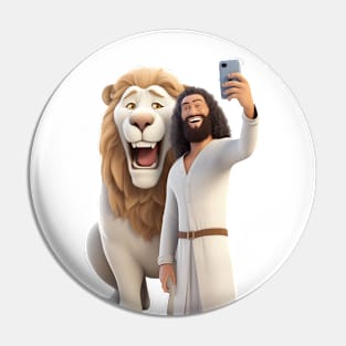 The Lion and the Lamb: Selfie of the Lion of Judah Pin