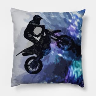 Jumping through Space - Motocross Rider Pillow