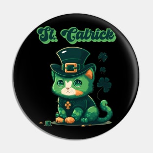 St Catrick Kitten Saint Patricks Day Lucky Cats Pin