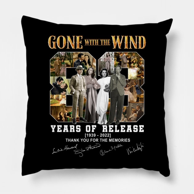 Gone With The Wind 83 Years Of Release 1939 2020 Thank You For The Memories Signatures Pillow by Hoang Bich