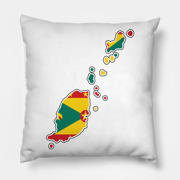Grenada National Flag and Map Pillow by IslandConcepts