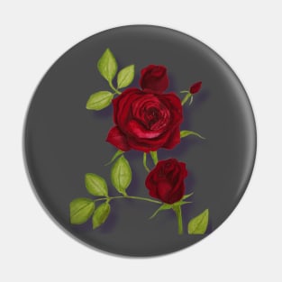 Red Rose stem - watercolor painting Pin