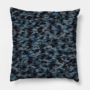 Blue grey and black camo pattern Pillow