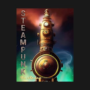 Steampunk In Space. Command Bridge And A Boiler OF A Steampunk Spaceship. Neon Colors T-Shirt