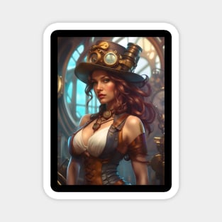 Beautiful Steampunk Lady Magnet