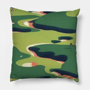 Retro Golf Course with Wes Anderson Colors Pillow