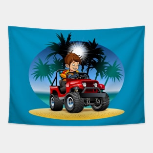 Cartoon jeep Tapestry