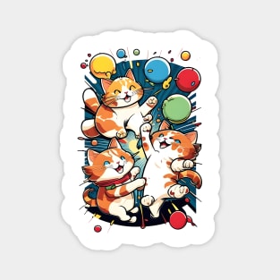 Cute Lucky Cat With Ball  - Funny Cats Magnet