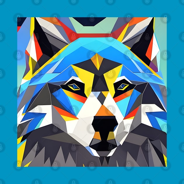 Pop Art Geometric Wolf Head by Chance Two Designs