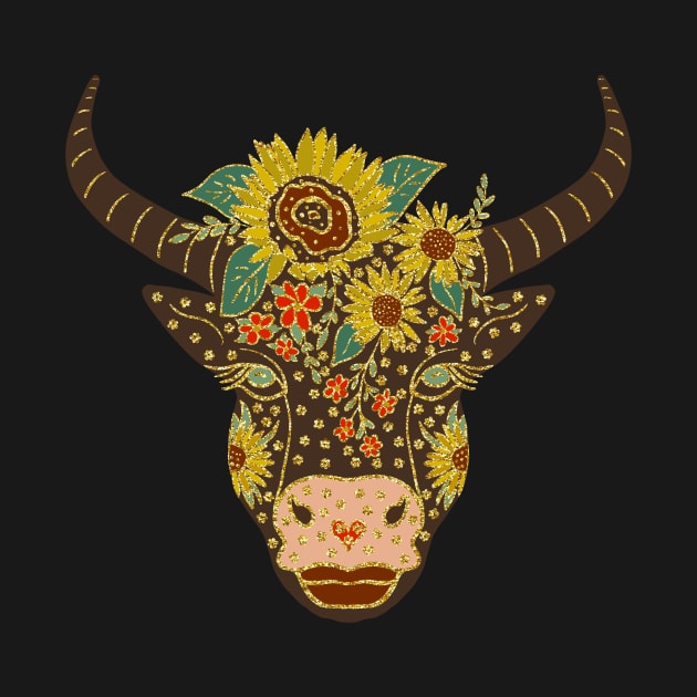 Clarabelle the Floral Cow by MarcyBrennanArt