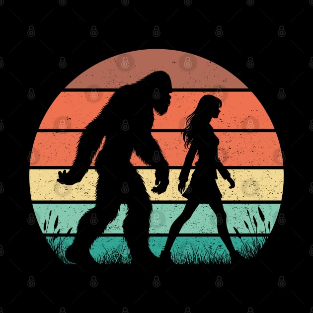 Bigfoot Sasquatch Hiking With a Girl Vintage Outdoor by Cuteness Klub