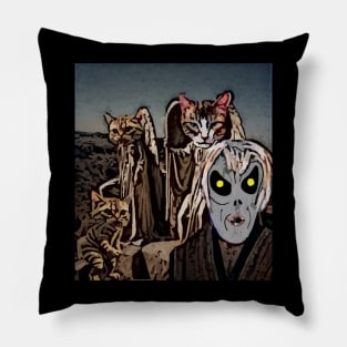 alien with angel cats with cat Pillow