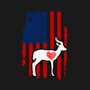 Antelope Merica Usa American Flag T-Shirt