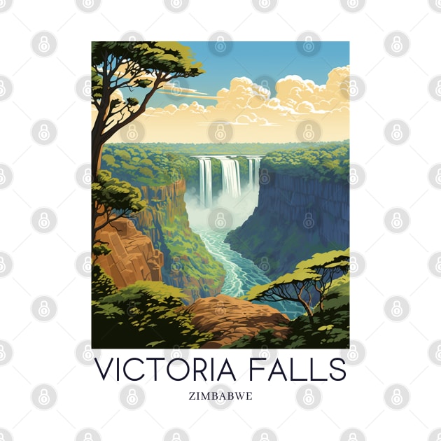 A Pop Art Travel Print of Victoria Falls - Zambia / Zimbabwe by Studio Red Koala