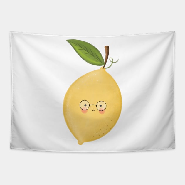 Happy Lemon Tapestry by The Pretty Pink Studio