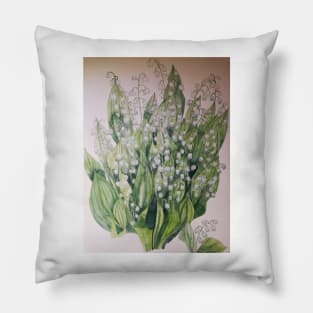 Lily of the valley watercolour painting Pillow