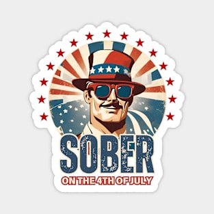 Sober On The 4th Of July Vintage American Flag Magnet