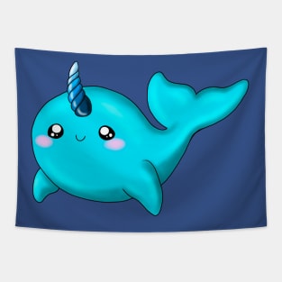 Cute Turquoise Narwhal Tapestry