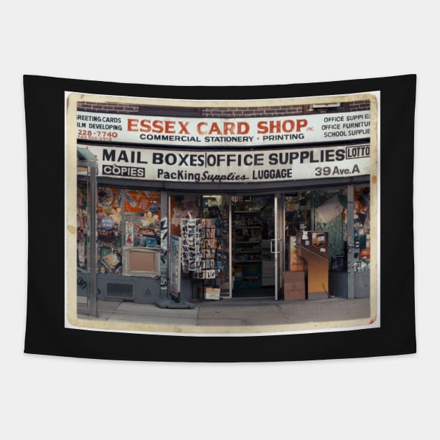 Essex Card Shop in NYC - Kodachrome Postcard Tapestry by Reinvention