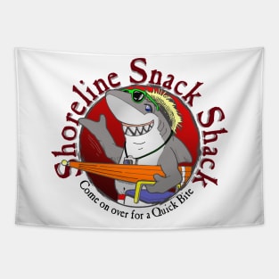 Vintage Classic Beach Store Logo Shoreline Snack Shack Tapestry
