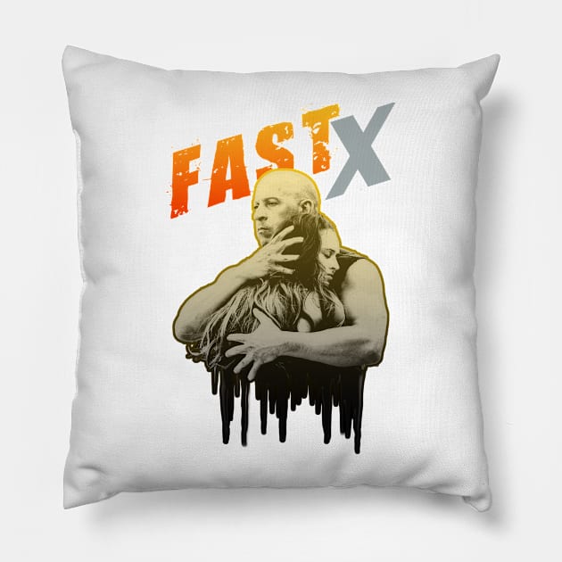 FAST X vin diesel fan works graphic design by ironpalette ( Fast 10 ) Pillow by ironpalette