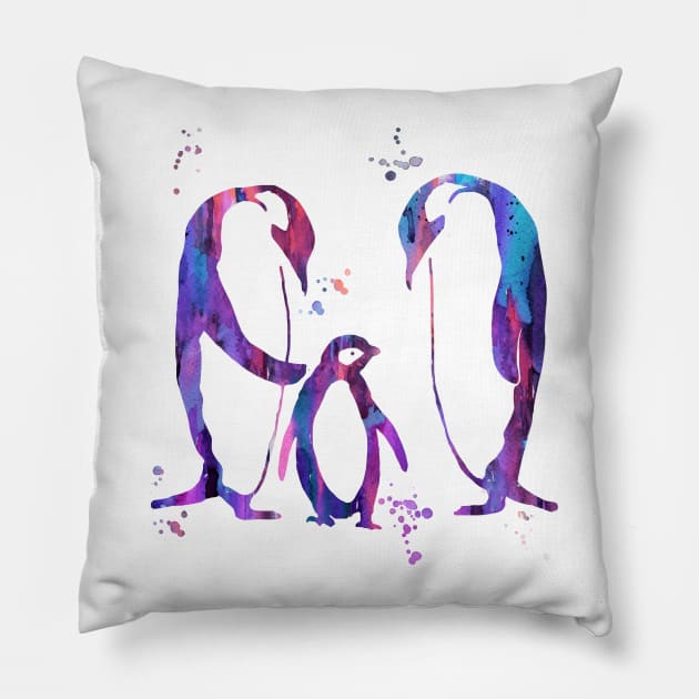 Penguin family Pillow by RosaliArt