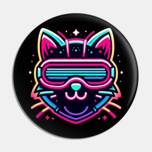 neon cyberpunk cat graphic Pin