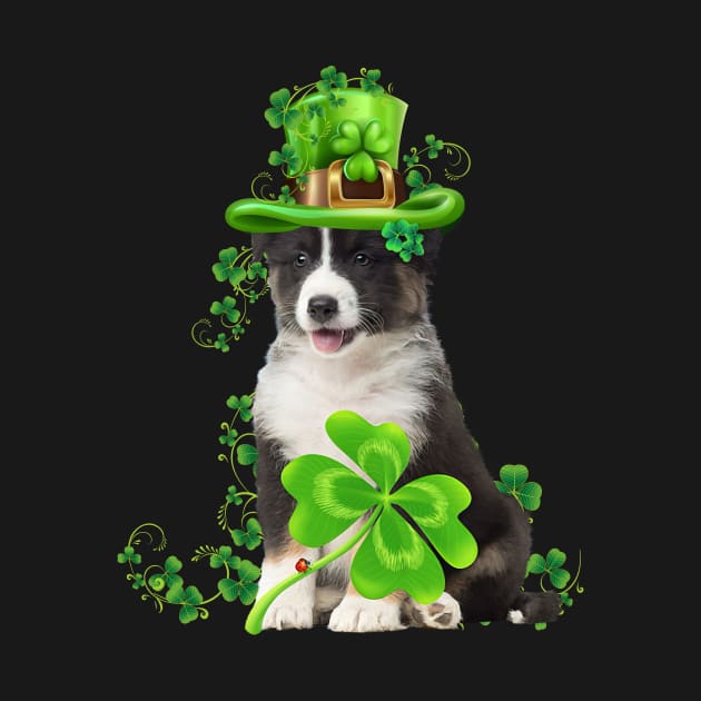 Lucky Australian Shepherd Shamrock St Patrick's Day by PlumleelaurineArt