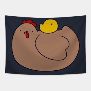 Brown Hen and Yellow Chick Tapestry