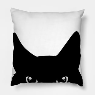 Peeking Black Cat Pillow