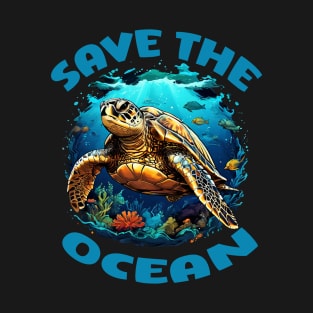 Save The Ocean Turtle Design T-Shirt