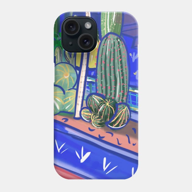 Blue cactus style Phone Case by Mimie20