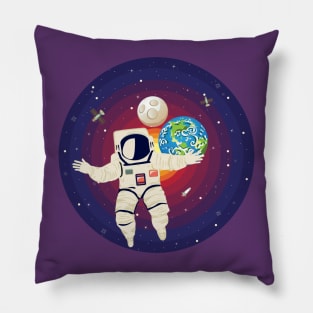 Spaceman and planet Earth Pillow