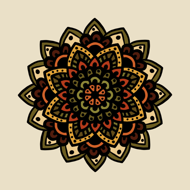 Brown and Green Mandala by bokunoyume