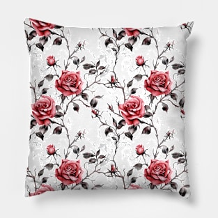 Gothic Roses Watercolor Patter #1 Pillow