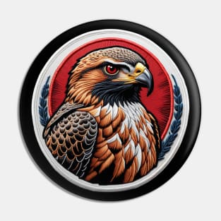 Red Tail Hawk Embroidered Patch Pin