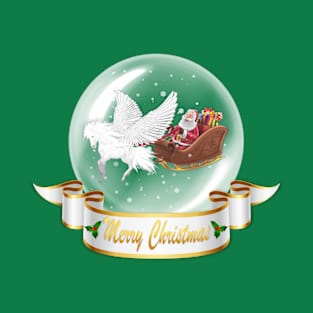 Merry Christmas Greeting. Pegasus, Helping Santa T-Shirt